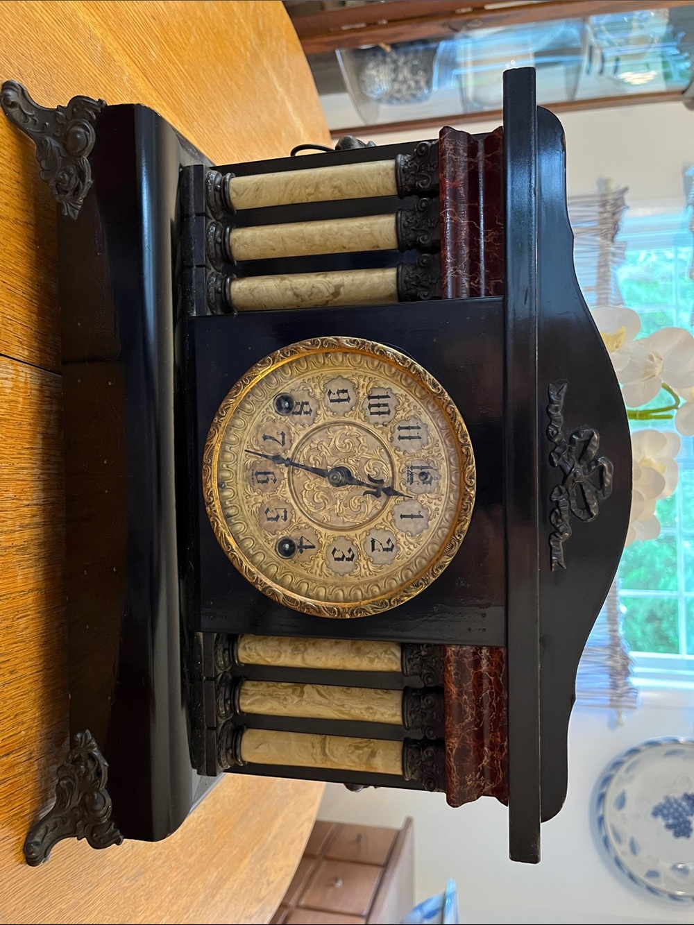 Black and Gold antique mantel clock